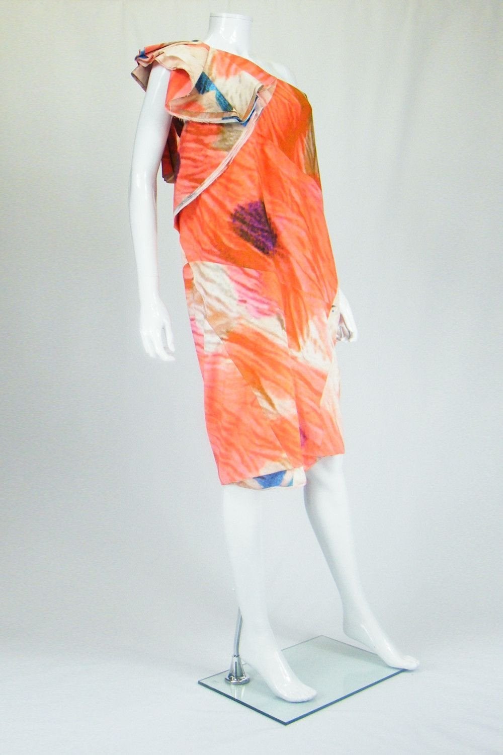 NICOLE FARHI Silk Mix One Shoulder Dress UK 10-Nicole Farhi-The Freperie