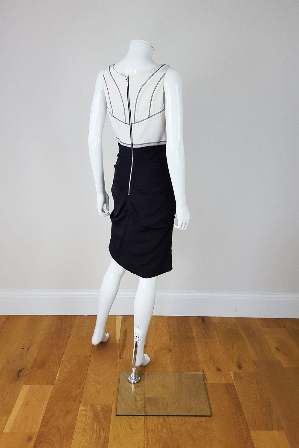 NICOLE MILLER Silk Mix Black and White Dress (S)-Nicole Miller-The Freperie