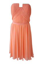 Load image into Gallery viewer, OASIS Neon Peach Pleated Bustier Fit and Flare Dress (UK 12)-Oasis-The Freperie
