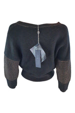 Load image into Gallery viewer, OHNE TITEL Black Gold Wool Blend 3/4 Sleeve Jumper (L)-Ohne Titel-The Freperie
