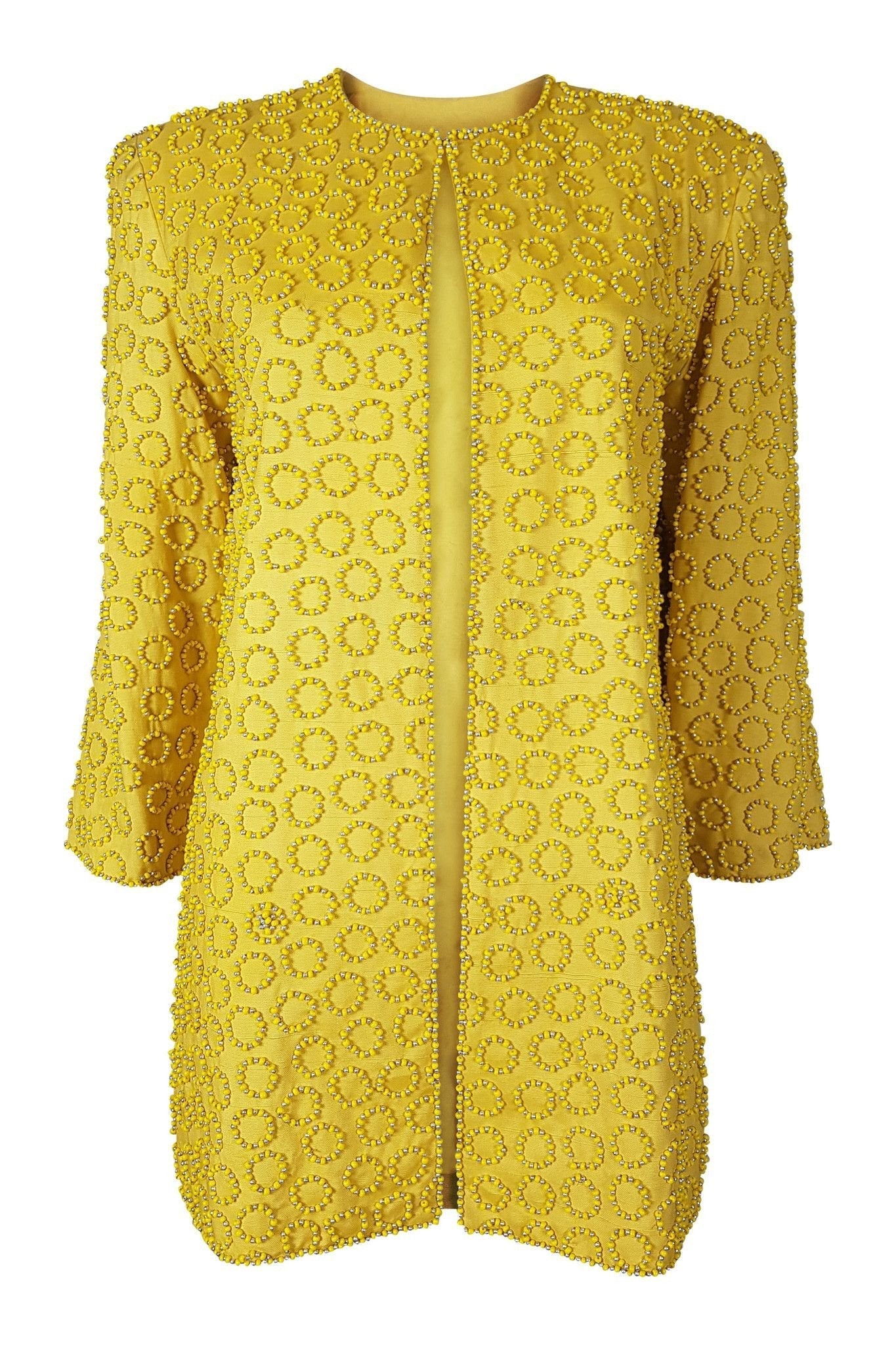 OLEG CASSINI Canary Yellow Silk Suit (s)-Oleg Cassini-The Freperie