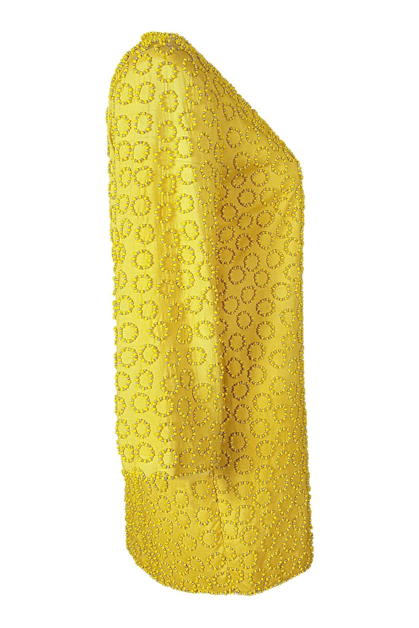 OLEG CASSINI Canary Yellow Silk Suit (s)-Oleg Cassini-The Freperie