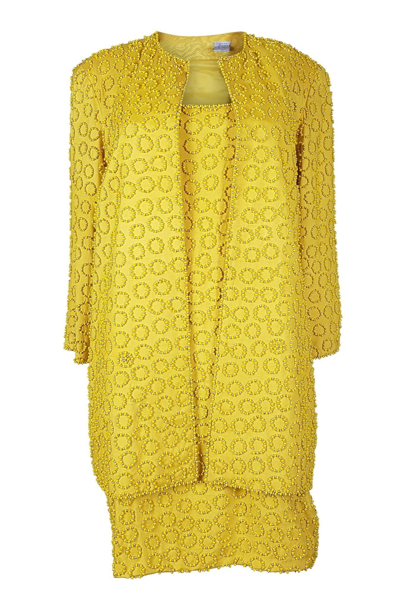OLEG CASSINI Canary Yellow Silk Suit (s)-Oleg Cassini-The Freperie