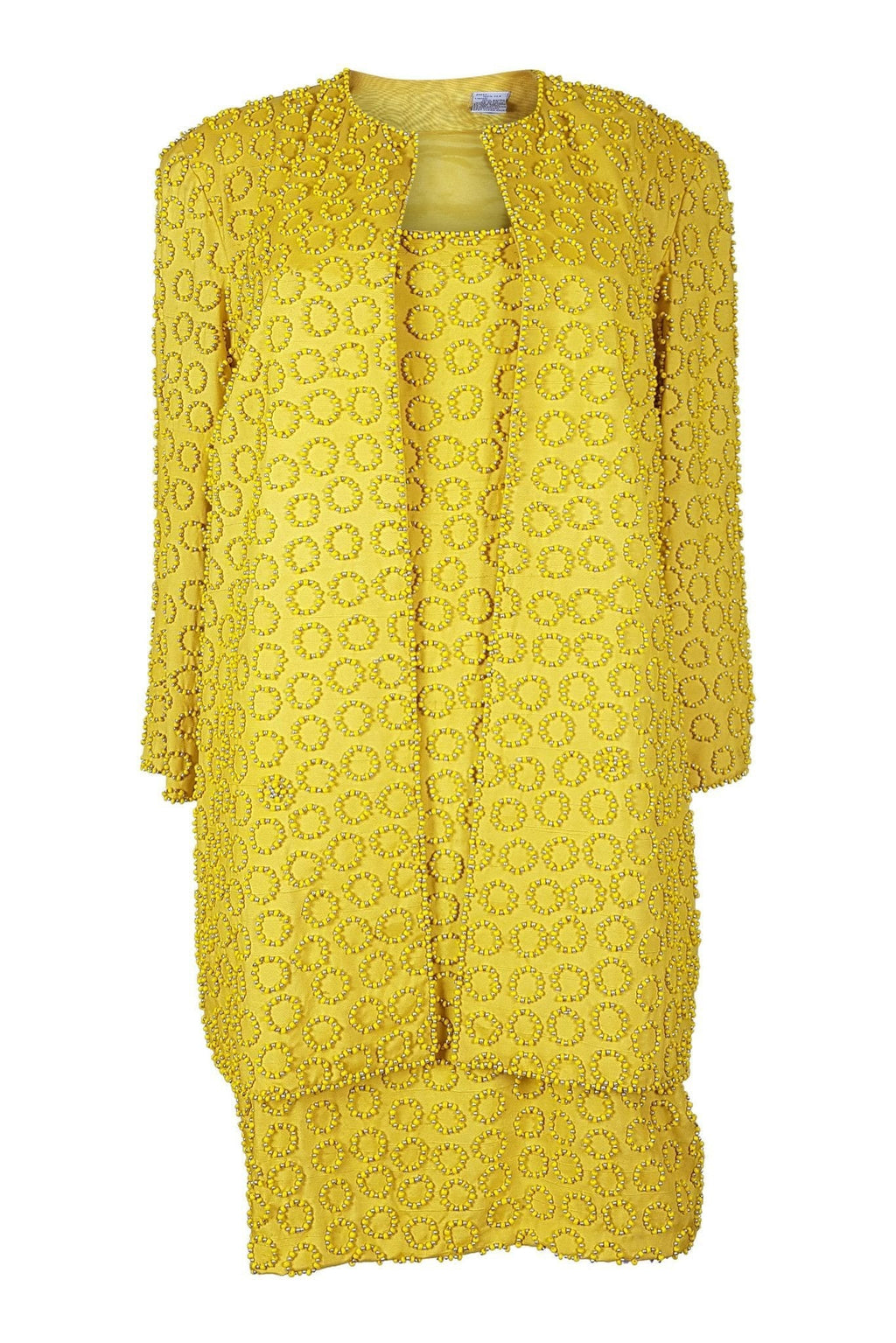 OLEG CASSINI Canary Yellow Silk Suit (s)-Oleg Cassini-The Freperie