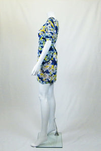 OLIVIA RUBIN Silk Pansy Print Mini Dress (UK 8)-Olivia Rubin-The Freperie