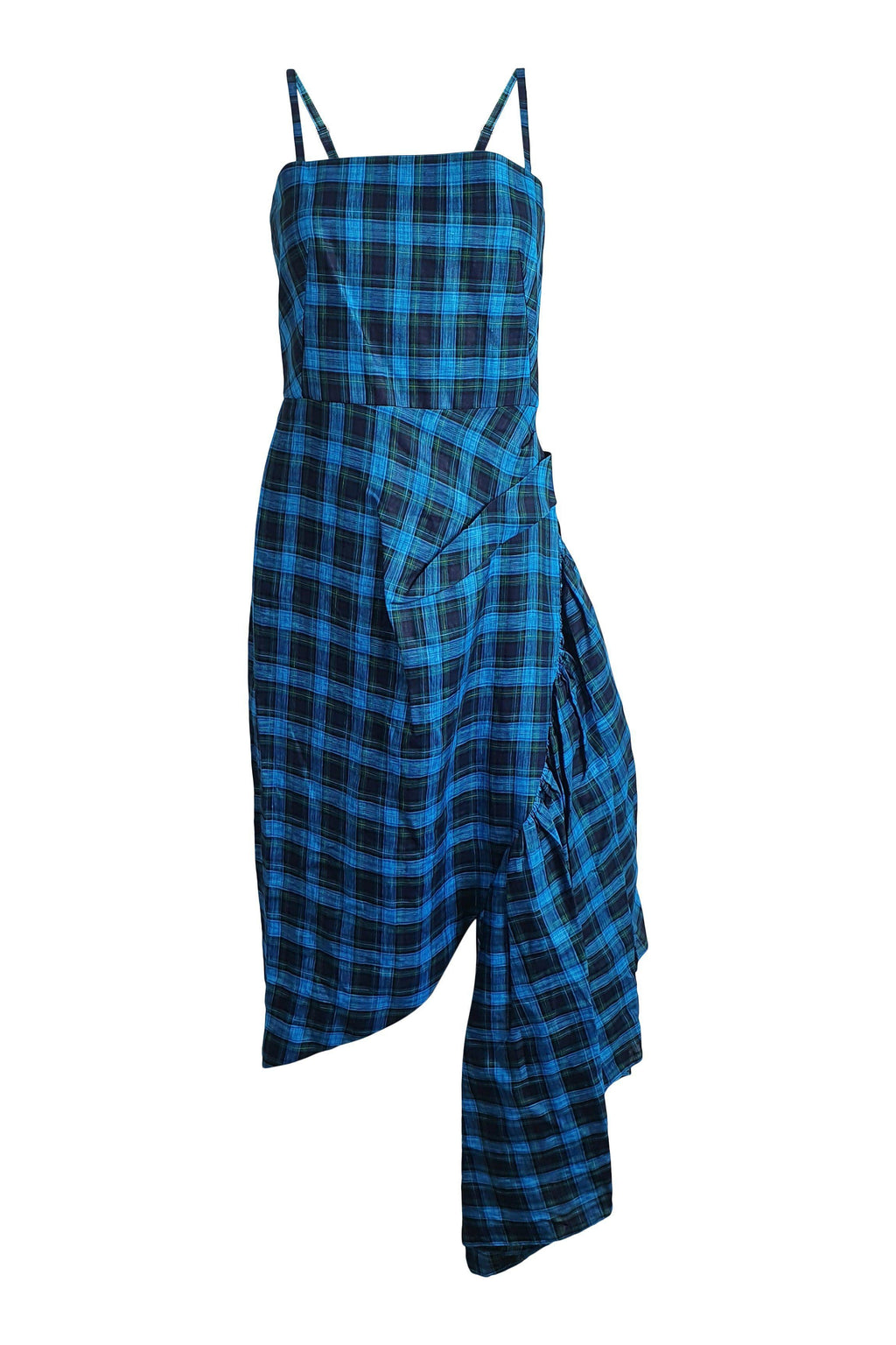 OSMAN LONDON SS 2019 100% Cotton Blue Gingham Corset Dress (UK 08)-The Freperie
