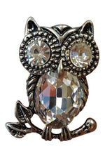 Load image into Gallery viewer, OWL BROOCH Silver with Large Gem Eyes and Breast-Unbranded-The Freperie
