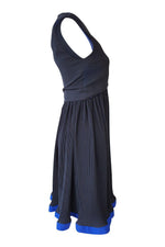Load image into Gallery viewer, PAUL SMITH Black Blue Skater Style Pleated Dress (6)-Paul Smith-The Freperie
