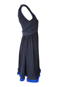 PAUL SMITH Black Blue Skater Style Pleated Dress (6)-Paul Smith-The Freperie