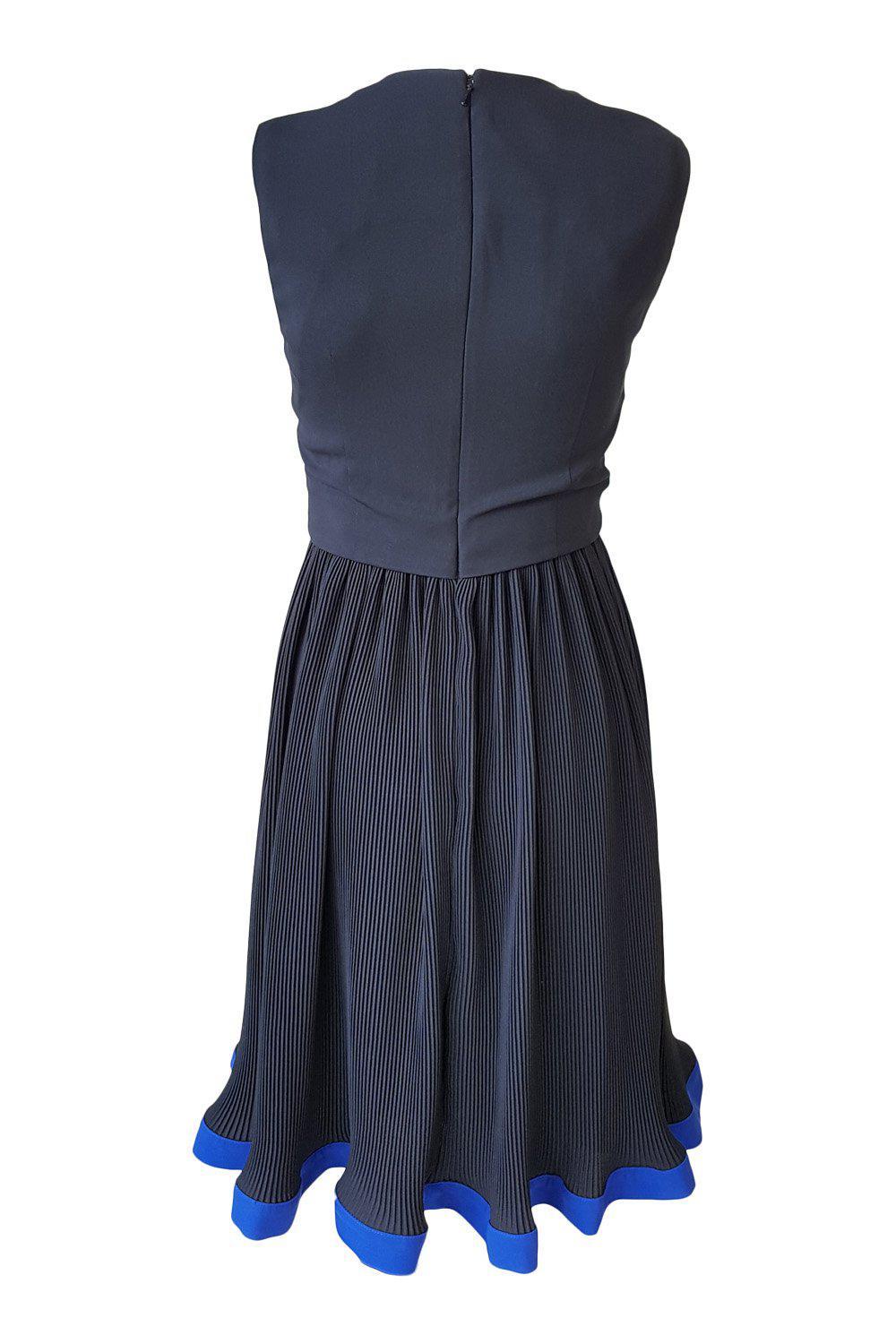 PAUL SMITH Black Blue Skater Style Pleated Dress (6)-Paul Smith-The Freperie