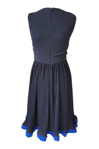 PAUL SMITH Black Blue Skater Style Pleated Dress (6)-Paul Smith-The Freperie