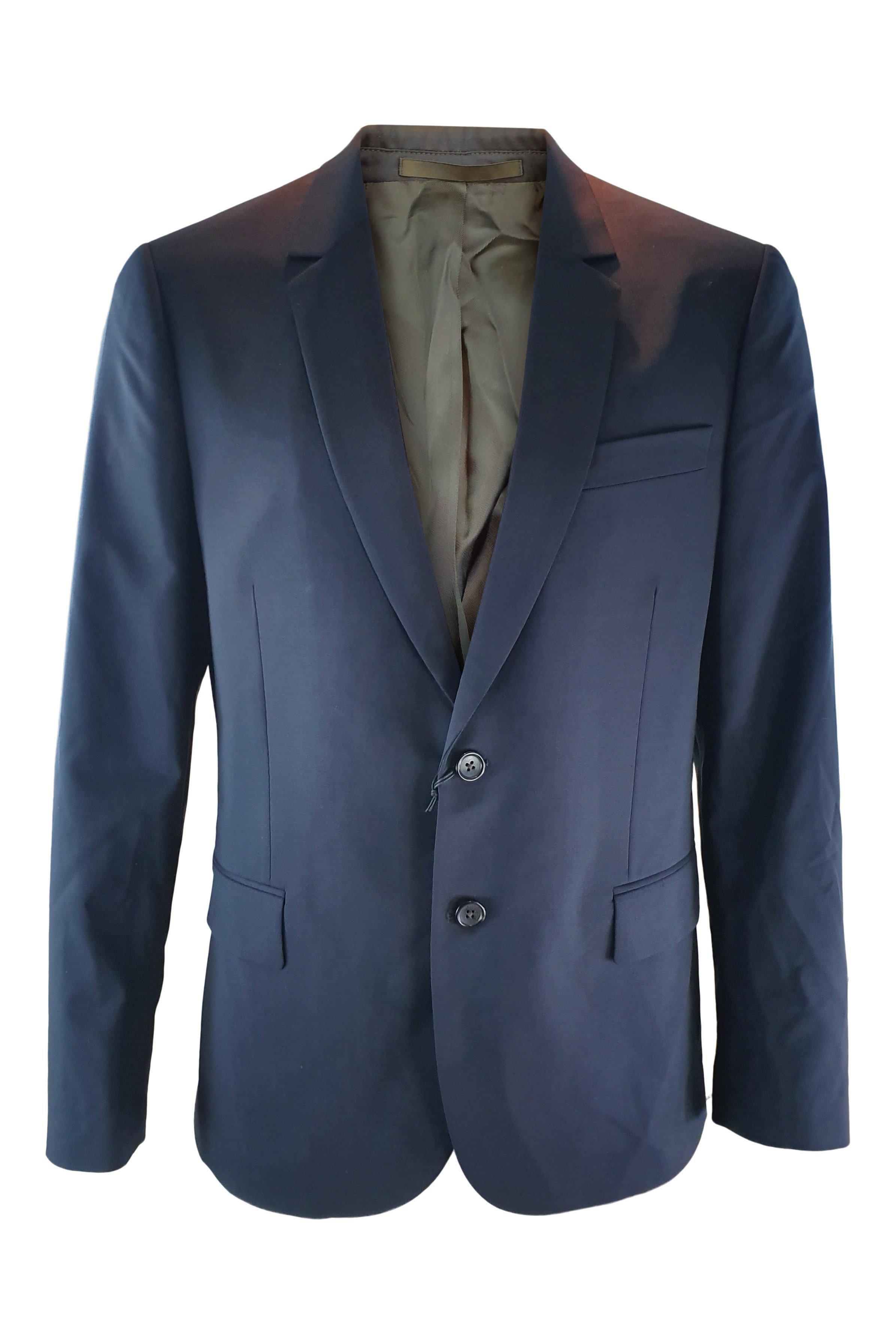 PAUL SMITH Blue Black Wool Blend Single Breasted Blazer Jacket (40:50)-Paul Smith-The Freperie
