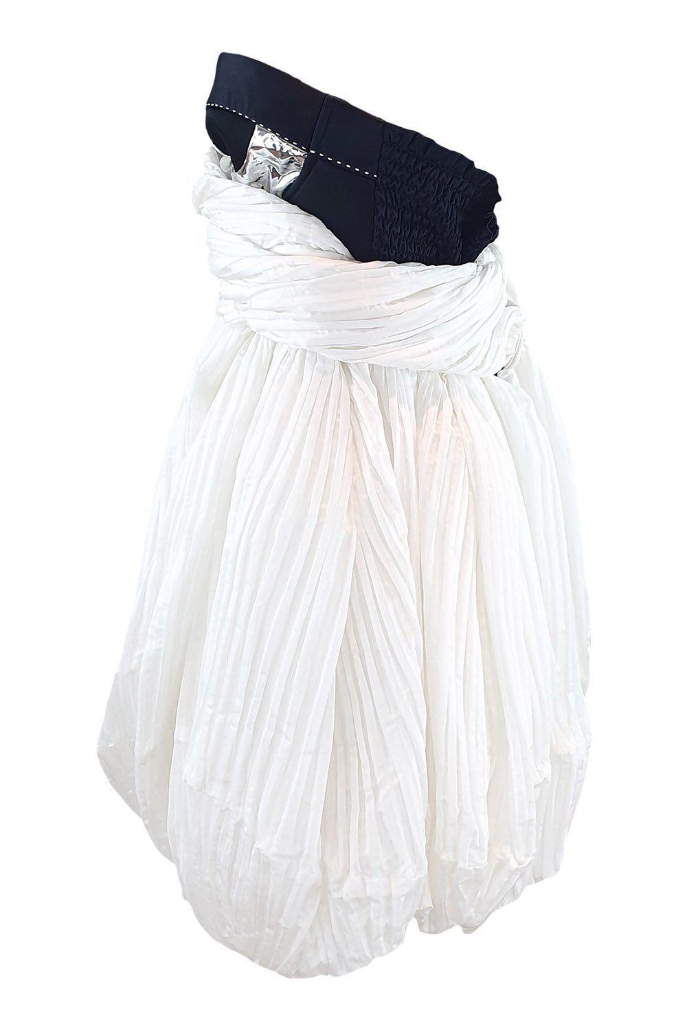 PAULE KA White Silk Blend Bubble Hem Strapless Dress (FR 40)-Paule Ka-The Freperie