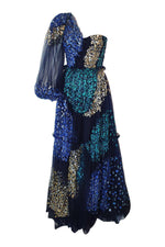 Load image into Gallery viewer, PETER PILOTTO Midnight Blue AW 2019 Hand Painted Tulle Ball Gown (UK 6)-Peter Pilotto-The Freperie
