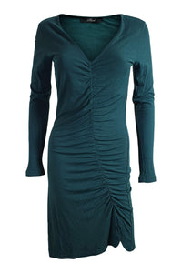 PHARD Green Long Sleeved V Neck Fitted Dress (S)-Phard-The Freperie