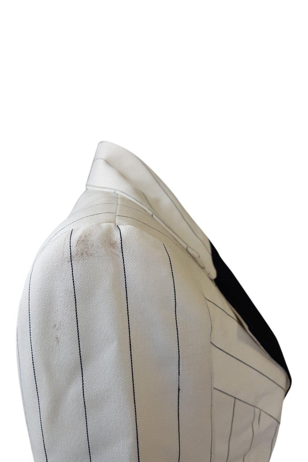 PIERRE BALMAIN Paris Cream and Black Pinstripe Vintage Skirt Suit (FR 36)-Pierre Balmain-The Freperie