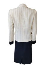 Load image into Gallery viewer, PIERRE BALMAIN Paris Cream and Black Pinstripe Vintage Skirt Suit (FR 36)-Pierre Balmain-The Freperie
