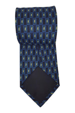 Load image into Gallery viewer, PIERRE CARDIN 100% Silk Navy Blue Geometric Rectangle Print Tie (59&quot;)-Pierre Cardin-The Freperie
