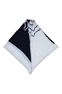 PIERRE CARDIN Geometric Black White and Pink Scarf 94cm-Pierre Cardin-The Freperie