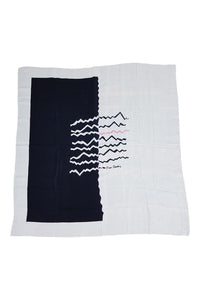 PIERRE CARDIN Geometric Black White and Pink Scarf 94cm-Pierre Cardin-The Freperie