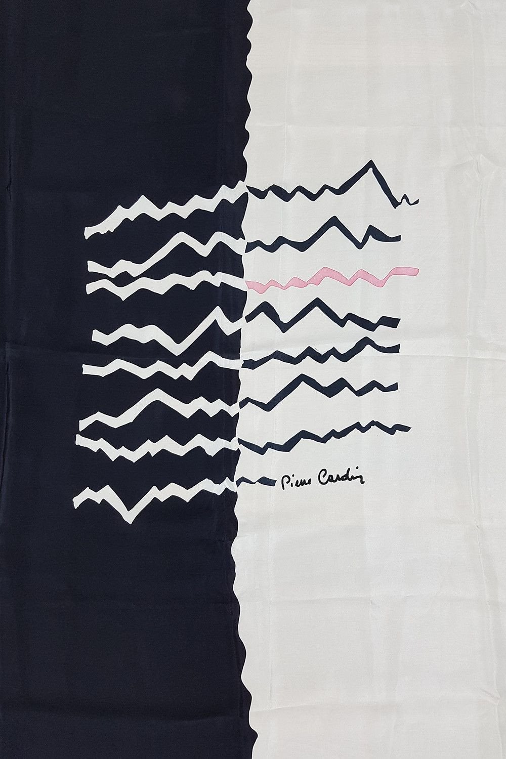 PIERRE CARDIN Geometric Black White and Pink Scarf 94cm-Pierre Cardin-The Freperie