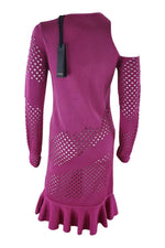 Load image into Gallery viewer, PINKO Fuchsia Laser Cut Bodycon Cold Shoulder Dress (L)-Pinko-The Freperie
