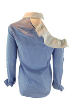 Load image into Gallery viewer, PINKO White Collar Blue Stripes Off Shoulder Shirt (UK 8)-Pinko-The Freperie
