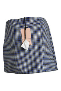 PLAN C Blue Dogtooth Check Cotton Micro Mini Skirt (IT 38)-PLAN C-The Freperie