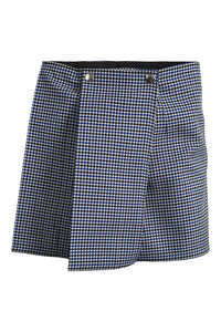 PLAN C Blue Dogtooth Check Cotton Micro Mini Skirt (IT 38)-PLAN C-The Freperie