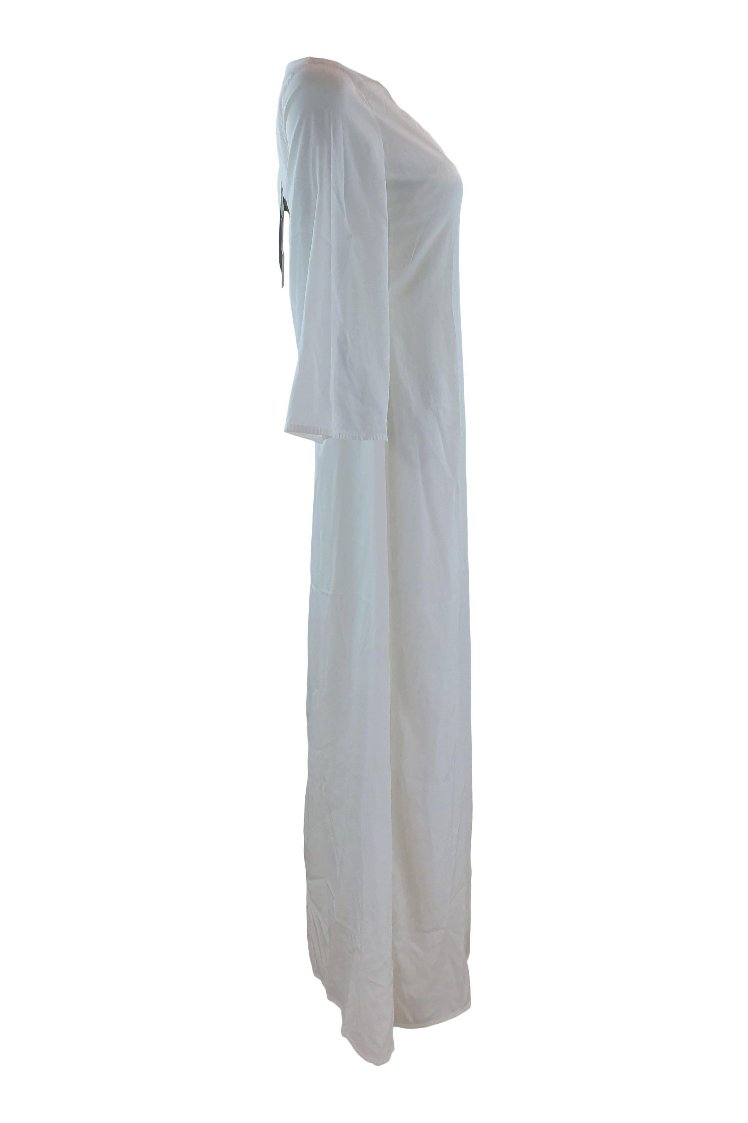 PORTS 1961 White V Front 3/4 Sleeve Maxi Dress (38)-Ports 1961-The Freperie