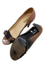 Load image into Gallery viewer, PRADA Bi Colour Open Toe Patent Heels (36)-Prada-The Freperie
