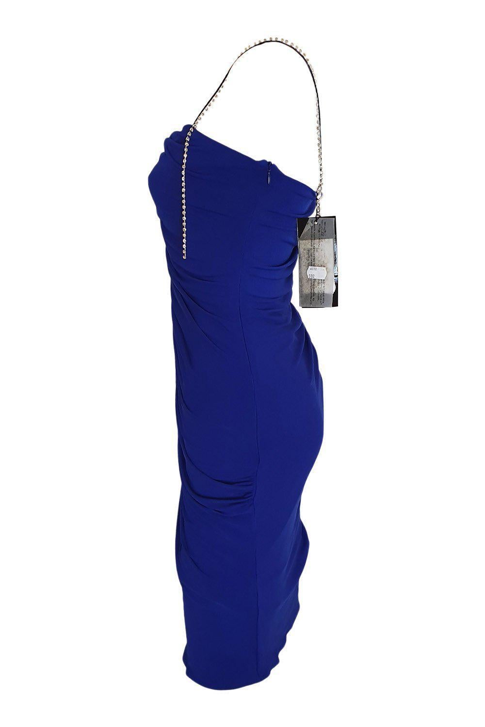 PREEN By THORNTON BREGAZZI Crepe Sequin Electric Blue Jodie Bodycon Dress (S)-Preen by Thornton Bregazzi-The Freperie