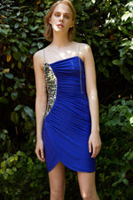 Load image into Gallery viewer, PREEN By THORNTON BREGAZZI Crepe Sequin Electric Blue Jodie Bodycon Dress (S)-Preen by Thornton Bregazzi-The Freperie

