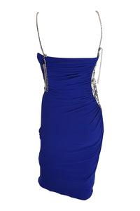 PREEN By THORNTON BREGAZZI Crepe Sequin Electric Blue Jodie Bodycon Dress (M)-Preen by Thornton Bregazzi-The Freperie