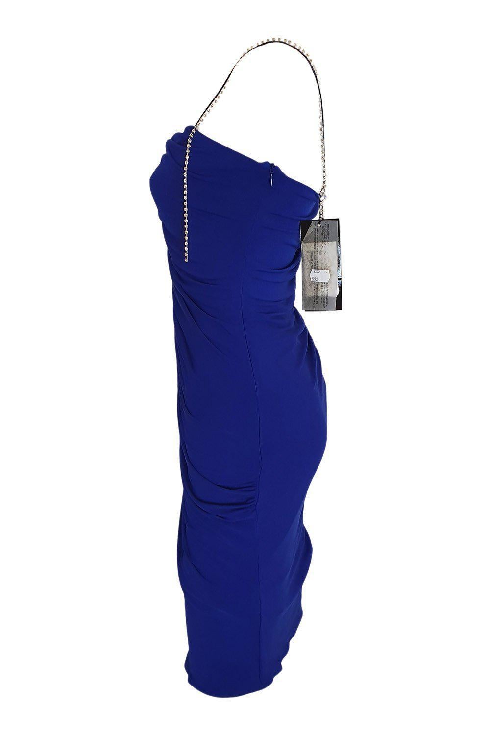 PREEN By THORNTON BREGAZZI Crepe Sequin Electric Blue Jodie Bodycon Dress (M)-Preen by Thornton Bregazzi-The Freperie
