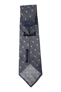 PROFUOMO Grey Tie Yellow Square Repeat 100% Silk (59")-Profuomo-The Freperie