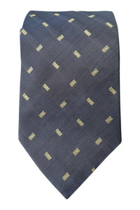 PROFUOMO Grey Tie Yellow Square Repeat 100% Silk (59")-Profuomo-The Freperie