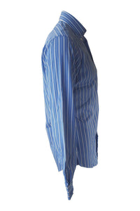 RALPH LAUREN POLO Blue Pinstripe Men's Shirt (S)-Ralph Lauren-The Freperie