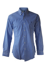 Load image into Gallery viewer, RALPH LAUREN POLO Blue Pinstripe Men&#39;s Shirt (S)-Ralph Lauren-The Freperie
