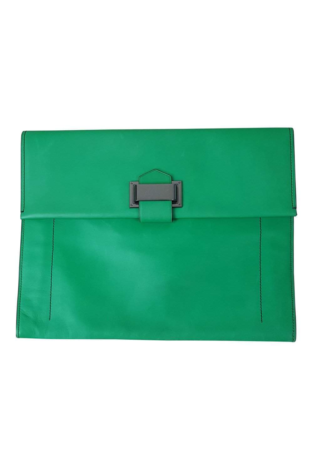 REED KRAKOFF Large Green leather Clutch Bag-Reed Krakoff-The Freperie