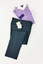 Load image into Gallery viewer, RICHARD JAMES Mayfair Tone Check Suit Trousers Navy-Richard James-The Freperie
