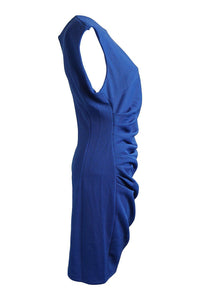 RINA SCIMENTO Blue Ruched Front Knee Length Shift Dress (XL)-Rina Scimento-The Freperie