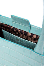 Load image into Gallery viewer, RIXO Ice Blue Leather Dora Top Handle Mini Trapeze Tote (S)-Rixo-The Freperie
