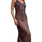 Load image into Gallery viewer, ROBINA LONDON Vintage Flapper Style Brown Satin and Sequin Maxi Dress (10)-The Freperie
