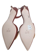 Load image into Gallery viewer, RODO Florid Rattan And Conker Brown Leather Low Heel Slingback (40)-The Freperie
