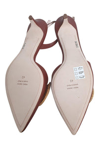 RODO Florid Rattan And Conker Brown Leather Low Heel Slingback (40)-The Freperie