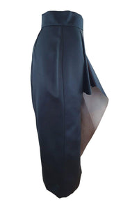 ROKSANDA Black Balmont Ponte-Backed Satin Midi Skirt (10)-Roksanda-The Freperie