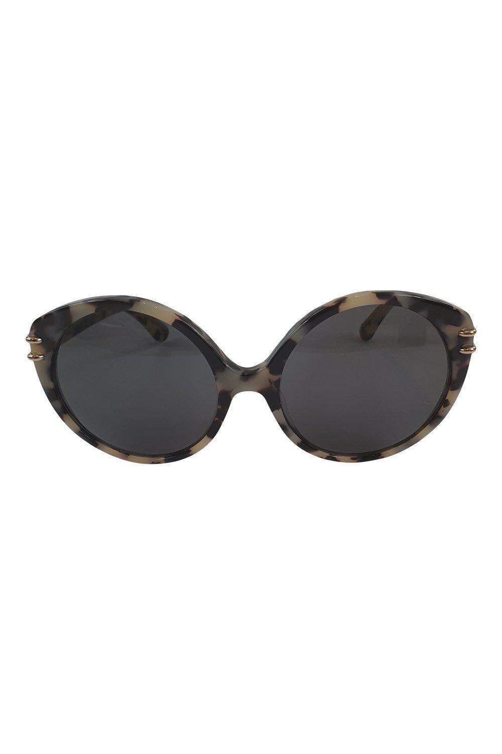 ROLAND MOURET Grey Tortoiseshell Round Eye Farrah Sunglasses 57-19-135-Roland Mouret-The Freperie