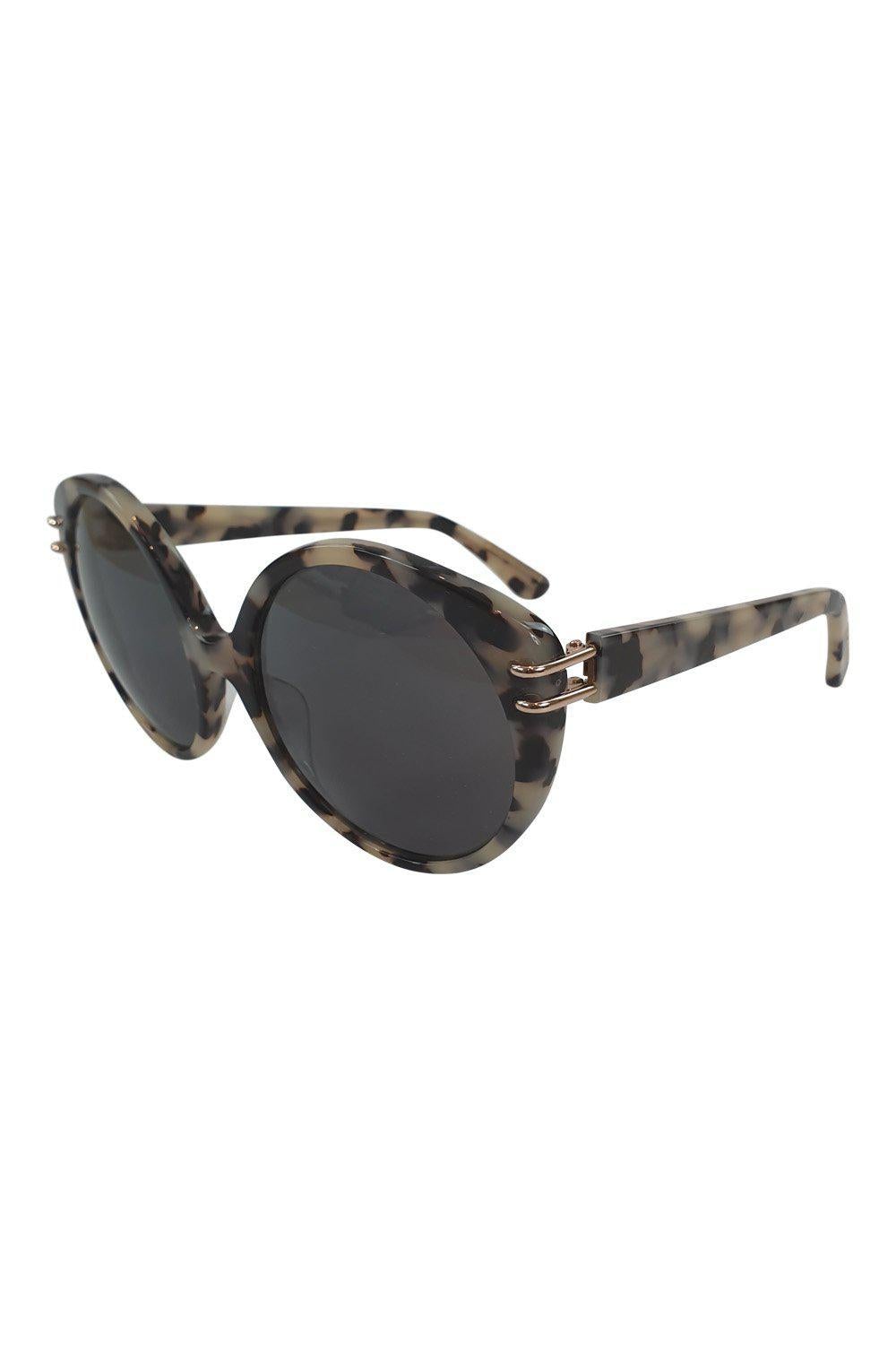 ROLAND MOURET Grey Tortoiseshell Round Eye Farrah Sunglasses 57-19-135-Roland Mouret-The Freperie