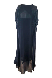 ROLAND MOURET Navy Blue Wool Blend Dress and Cape Set (UK 10)-Roland Mouret-The Freperie